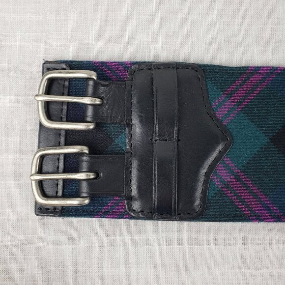Rugby Ralph Lauren Double Strap Wide Plaid Belt Y2K Clueless Size Small/28 main image 5
